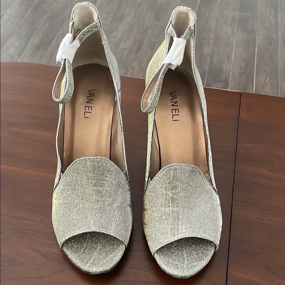 Vaneli Silver Elegant Peep-Toe Heels
